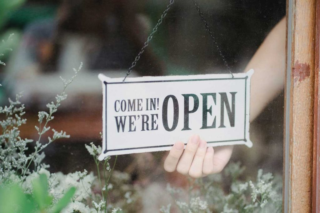 New business open sign in window