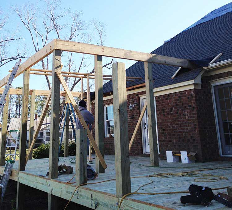 Porch being added to an Emerald Isle home